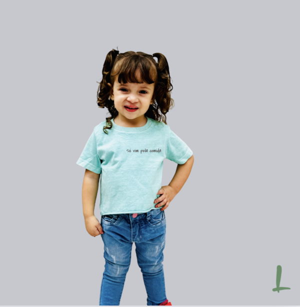 Cropped Infantil Estonado Letters - Só vim pela comida