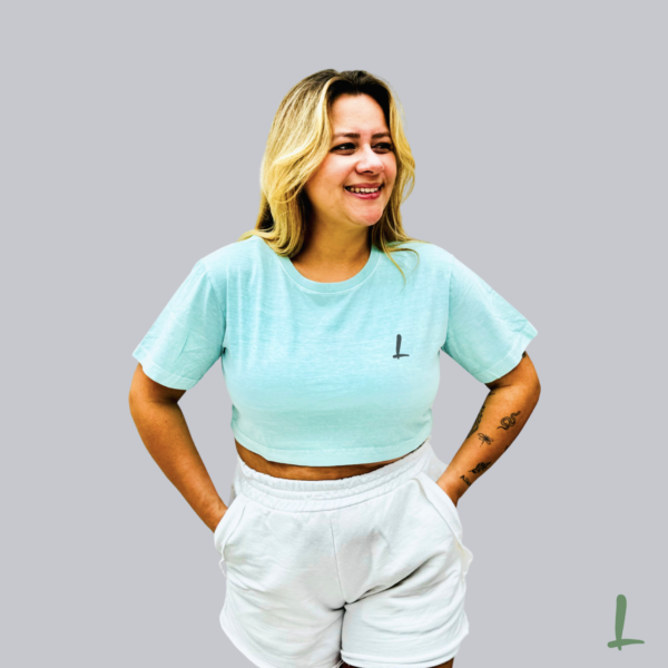 Cropped Curto Estonado Letters - Básico